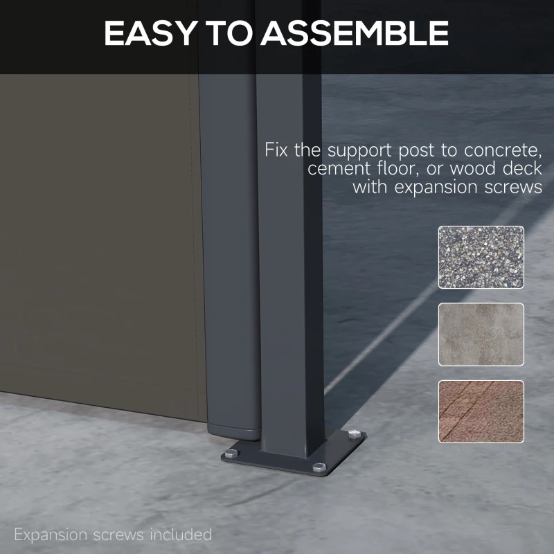 Best Retractable Side Awning, Outdoor Privacy Screen for Garden, Hot Tub, Balcony, Terrace, Pool, 400 x 180cm, Dark Grey - Image 6