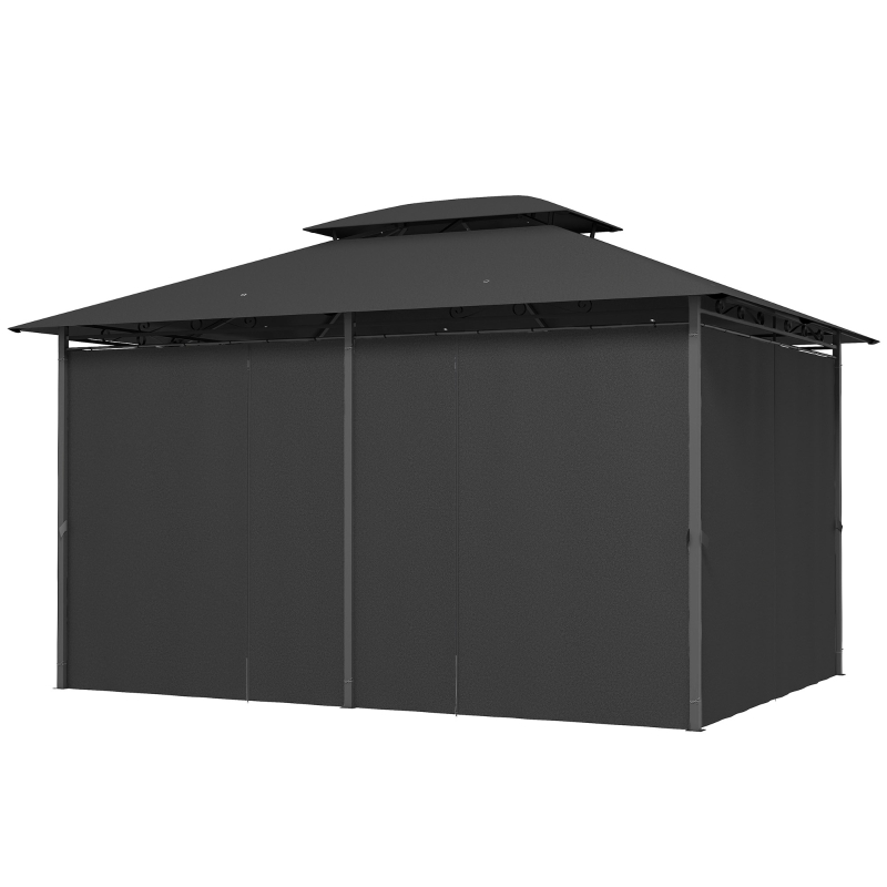 Best 3 x 4m Steel Gazebo, with Curtains - Black - Image 11