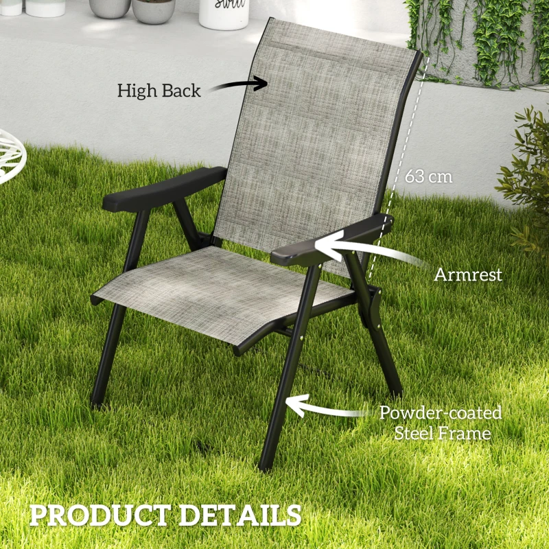 Best Set of Two Folding Outdoor Chairs - Black/Grey - Image 6