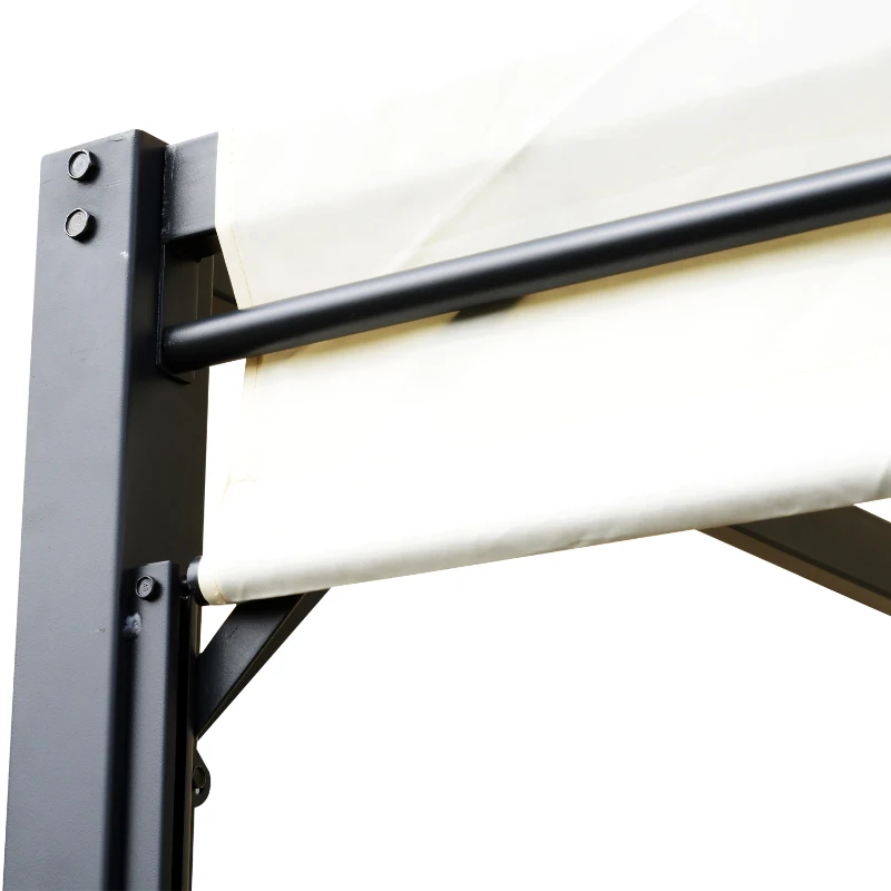 Best Metal Pergola With Canopy Retractable Pergola Canopy 3Lx3Wx2.3H m Garden Gazebo Party Tent Sun Shelter Cover - Cream White/Black - Image 8