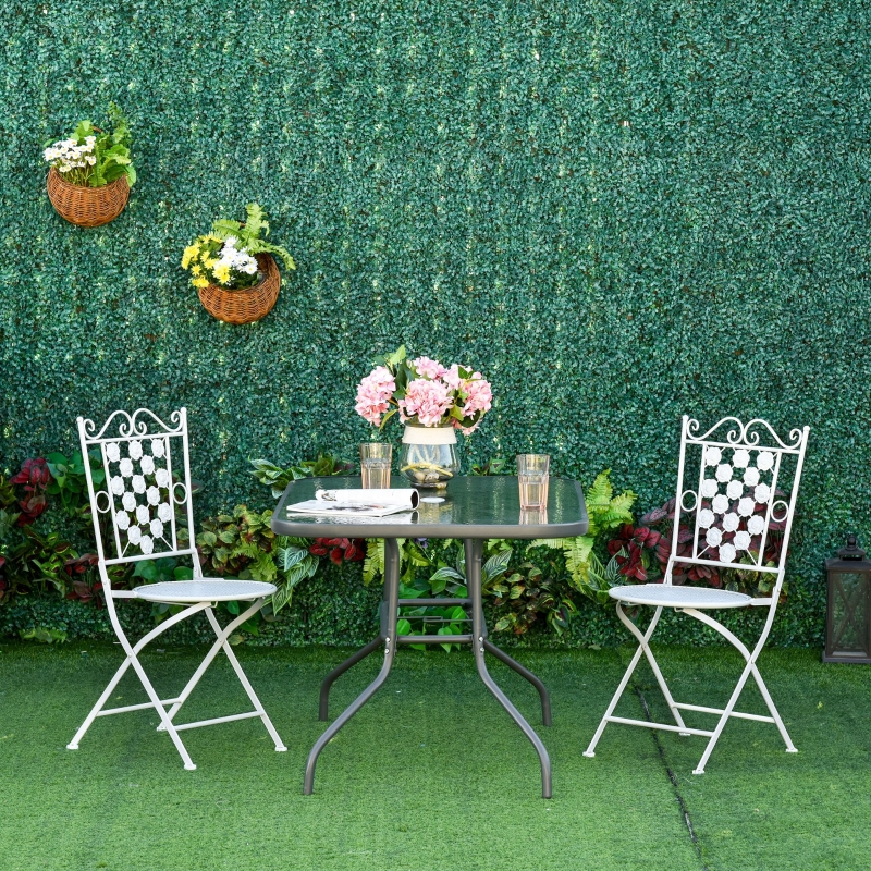 Best Garden Dining Table Glass Top Metal Frame with Parasol Hole Outdoor Balcony Grey 140L x 80Wcm - Image 12