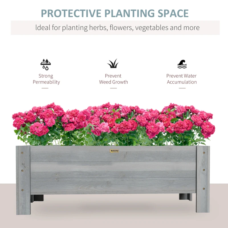 Best 58L Garden Raised Bed Planter Grow Containers for Outdoor Patio Plant Flower Vegetable Pot Fir Wood, 100 x 36.5 x 36 cm, Grey - Image 4