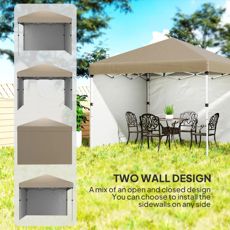 Best 3 x 3 (M) Pop Up Gazebo, UPF 30+ with 2 Sidewalls, Leg Weight Bags and Wheeled Bag, Height Adjustable Party Tent Event Shelter for Garden, Patio, Khaki - Image 4