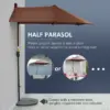 Best 2m Half Parasol Market Umbrella Garden Balcony Parasol with Crank Handle, Base, Double-Sided Canopy, Coffee - Image 4