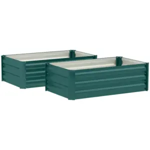 Best Set of Two 60 x 100cm Galvanised Steel Planters, Green