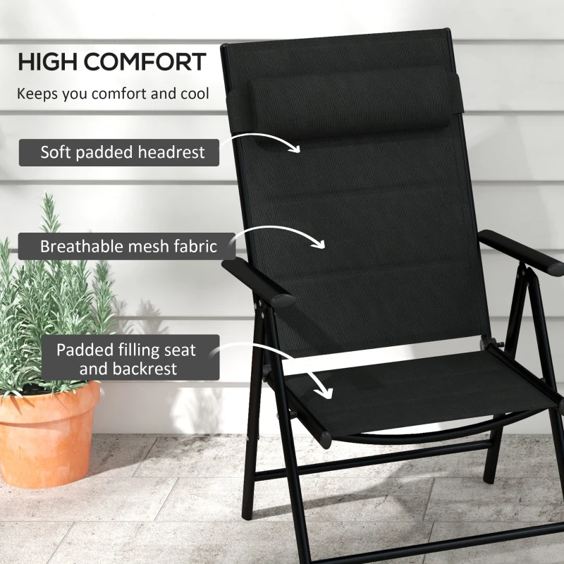 Best Set of Two Padded Garden Chairs - Black - Image 4