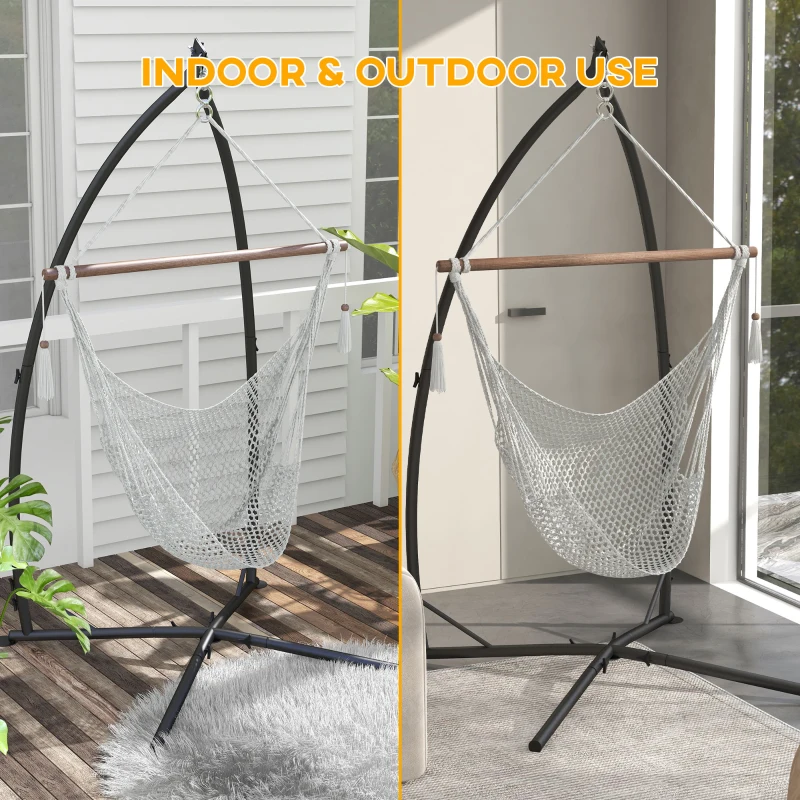 Best Hammock Chair Stand, Hanging Heavy Duty Metal Frame Hammock Stand with Chain, for Hanging Hammock Air Porch Swing Chair, Egg Cahir, Indoor & Outdoor Use, Black - Image 5