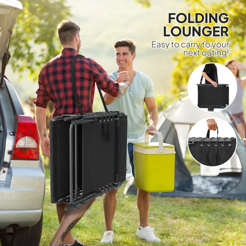 Best Five-Position Reclining Sun Lounger - Black - Image 7