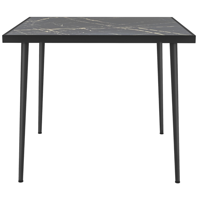 Best Square Garden Table, Outdoor Dining Table for 4 with Marble Effect Tempered Glass Top and Steel Frame for Patio, Black - Image 11