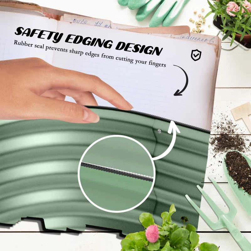 Best Galvanised Raised Garden Bed, Metal Planter Box with Safety Edging, for Flowers, Herbs, Succulents, Green - Image 6