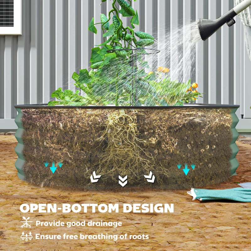Best Set of Two 181 x 93cm Steel Planters - Green - Image 7