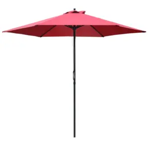 Best 2.8m Garden Parasol Umbrella, Round Outdoor Market Table Umbrella Sun Shade Canopy, Wine Red