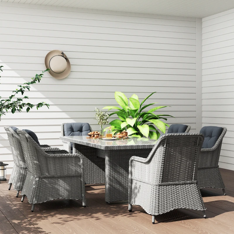 Best Seven-Piece Rattan Dining Set - Mixed Grey - Image 7