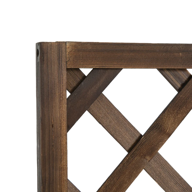 Best 72.5 x 31.5 x 149.5 cm 45L Garden Wooden Pine Trough Planter with Topped Trellis Climbing Plants Flower Raised Bed, Carbonised Finish - Image 8