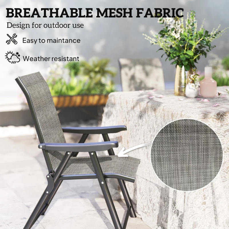 Best Set of Four Folding Outdoor Chairs - Black/Grey - Image 4