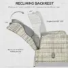 Best 5 Pieces Rattan Bistro Set with Adjustable Back, Reclining Wicker Balcony Furniture with Cushions, Glass Top Coffee Table and Footstools, Outdoor Table and Chairs, Grey - Image 6