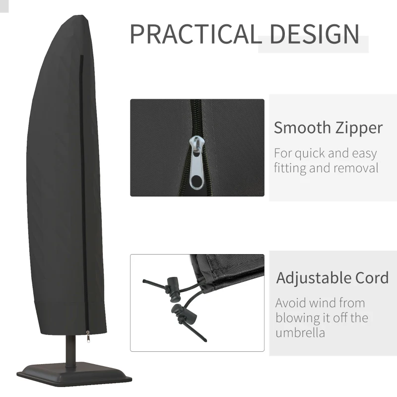 Best Parasol Cover, 600D Oxford Cantilever Umbrella Cover Fit for 2-4m Parasol, Banana Umbrella Protector with Zipper for Outdoor Garden, Patio, Black - Image 5