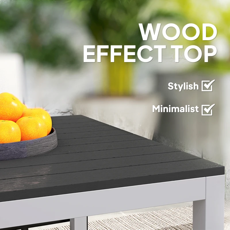 Best Garden Table for 4-6, 120 x 70 cm Outdoor Dining Table with Rust-Resistant Aluminium Frame, Easy Maintenance Slatted Top, for Patio, Terrace, Balcony, Black - Image 4