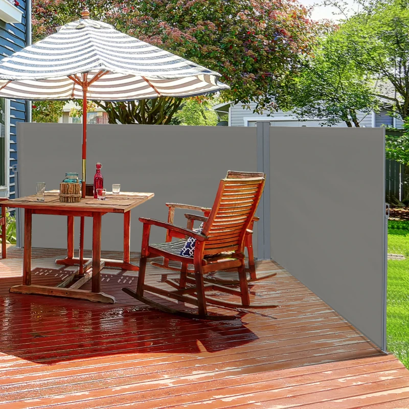 Best 6 x 2m Retractable Sun Side Awning Screen Fence Patio Garden Wall Balcony Screening Panel Outdoor Blind Privacy Divider Grey - Image 2
