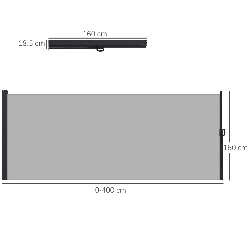 Best 400 x x 160cm Retractable Side Awning - Light Grey - Image 3