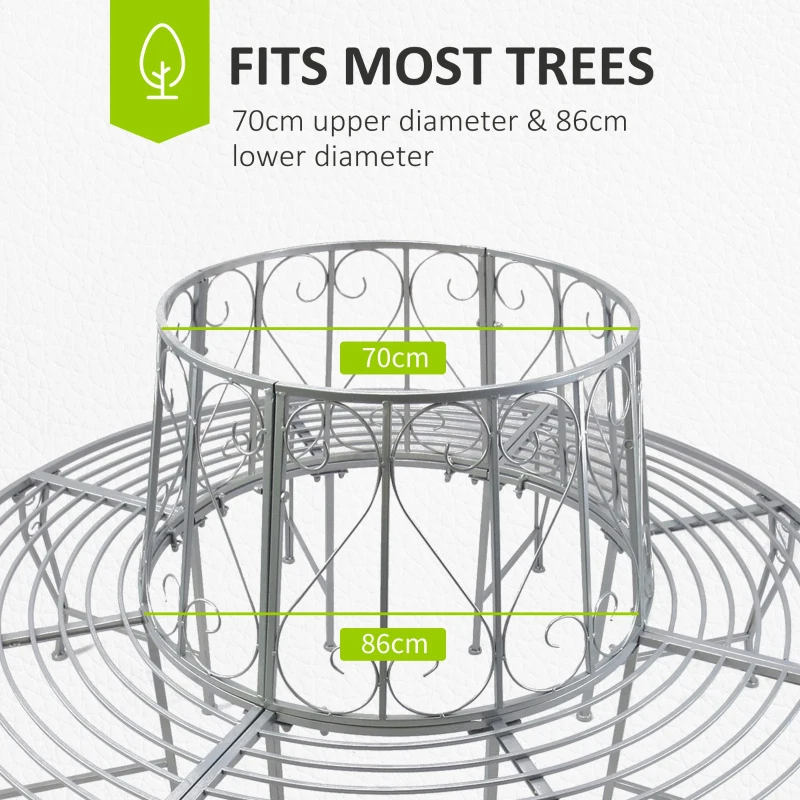 Best Outdoor Garden Metal Round Tree Bench Seat Diameter 160cm Height 90cm Silver - Image 4