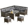 Best 8 Seater Patio wicker Sofa Set ,Outdoor Couch with Table & Cushions, Grey - Image 13