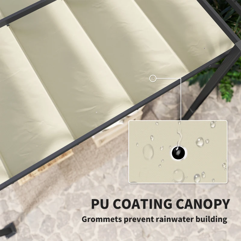 Best 3 x 4m Aluminium Pergola, with Retractable Roof - Grey/Khaki - Image 5