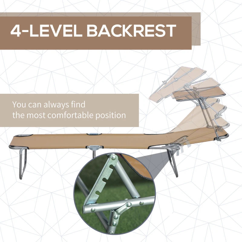 Best Sun Lounger, with Adjustable Face Canopy - Brown - Image 4