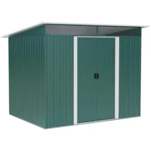 Best 8.5 x 6ft Metal Shed with Lightsky Panels, Garden Storage Tool House with Double Doors for Garden, Patio and Lawn, Green