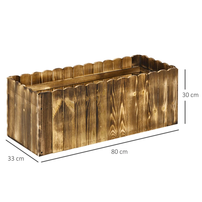Best 70L Raised Garden Bed, Wooden Rectangle Planter Box, Outdoor Herb Vegetable Flower Pot (80L x 33W x 30H cm) - Image 3