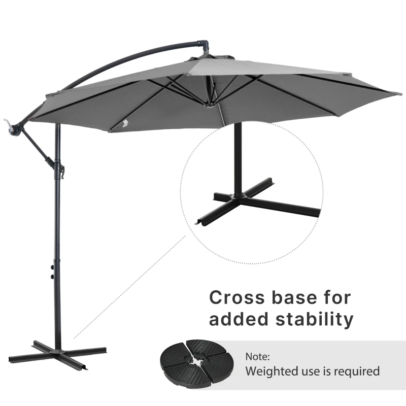 Best Cantilever Umbrella Parasol Hanging Banana Steel Dark Grey 3M Patio - Image 8