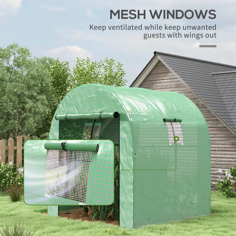 Best 180 x 180cm Walk-In Polytunnel Greenhouse - Green - Image 6