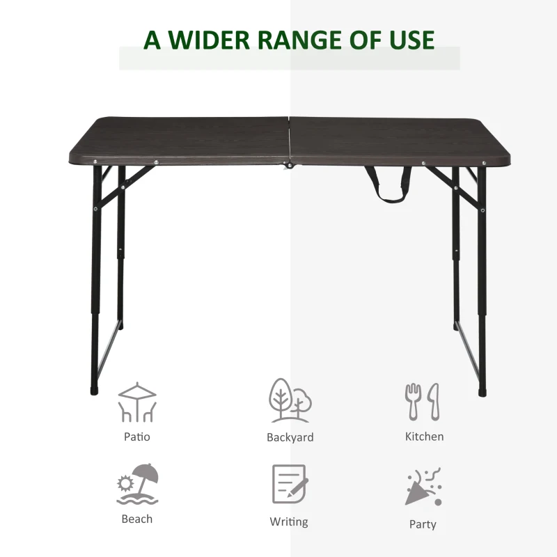 Best 4FT Portable Metal Picnic Table, 22Lx61Wx53/71.5H cm-Black/Brown - Image 7