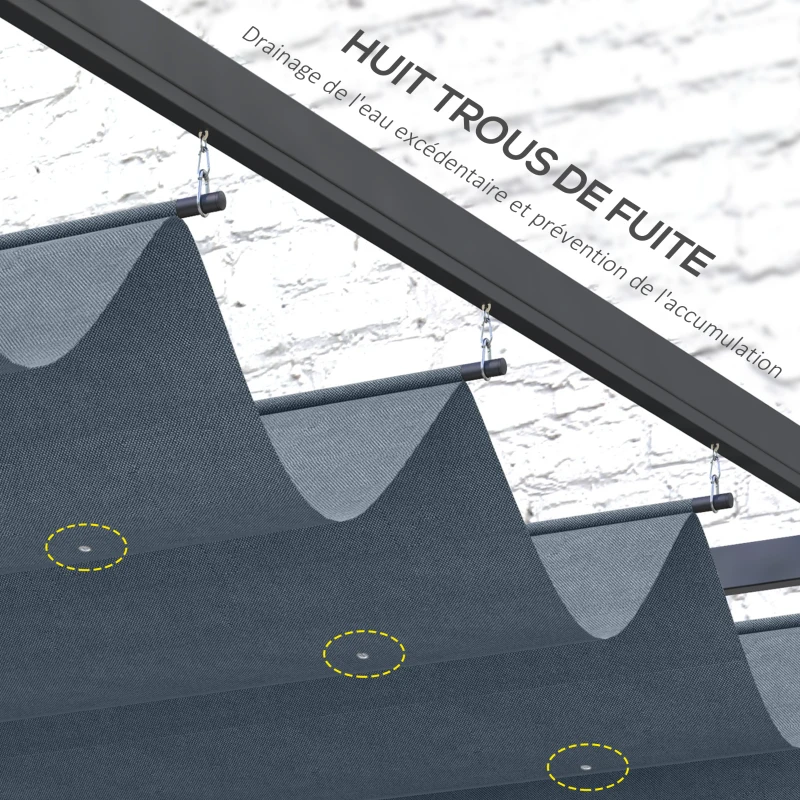 Best Pergola Roof, Retractable Sun Shade Cover for 2.85 x 2m Pergola, UV30+ Protected, Dark Grey - Image 5