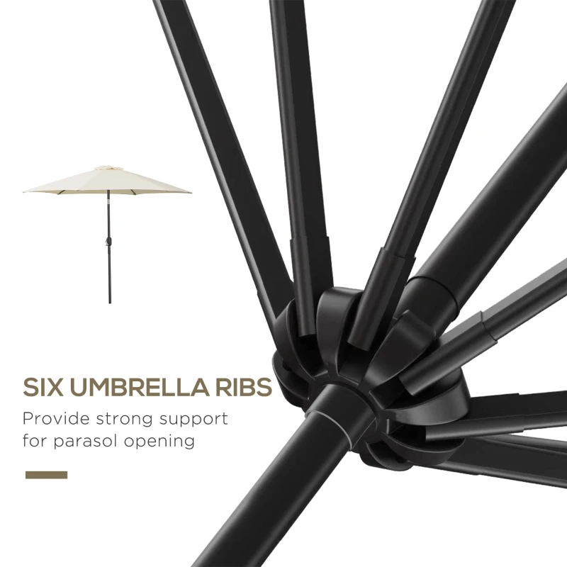 Best2.6M Garden Parasol Umbrella with Tilt and Crank, Outdoor Sun Parasol Sunshade Shelter with Aluminium Frame, Cream White - Image 8