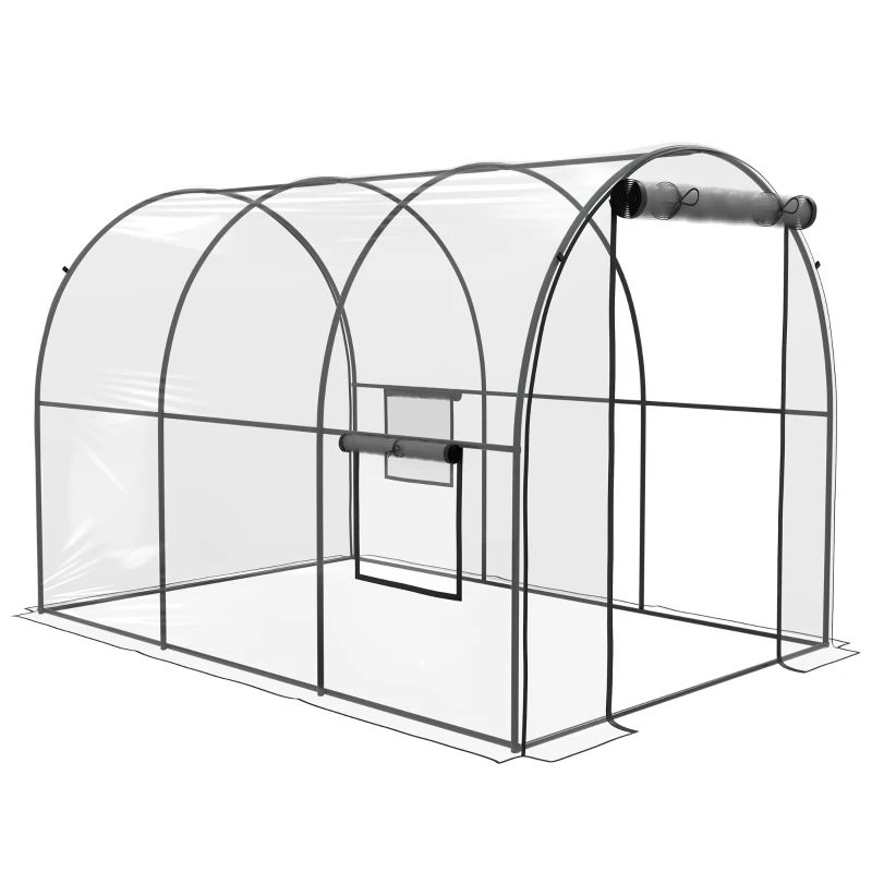 Best Polytunnel Greenhouse Walk-in Grow House with Plasric Cover, Door, Mesh Window and Steel Frame, 3 x 2 x 2m, Clear