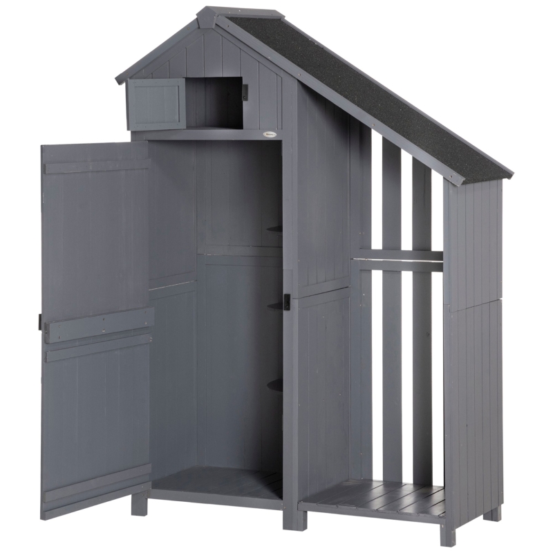 Best Garden Outdoor Storage Shed Outdoor Tool Shed with 3 Shelves and Tilt Roof, 129x51.5x180cm, Grey - Image 11