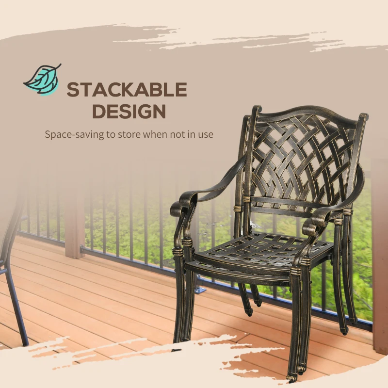 Best 5-Piece Outdoor Furniture Dining Set, Cast Aluminum Conversation Set Includes 4 Chairs and Φ90cm Round Table with Φ50mm Umbrella Hole for Patio Garden Deck, Flower Design - Image 6