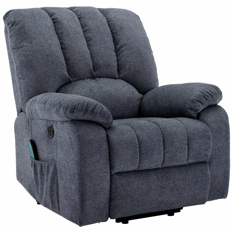 Electric Recliner Armchair with Heating Massage Points, USB Ports, Side Pockets, Executive Power Lift Massage Chair, 92x94x105 cm, Light Grey-Blue - Image 10