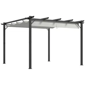 Best 3 x 3(m) Aluminium Pergola Canopy Gazebo Awning Outdoor Garden Sun Shade Shelter Marquee Party BBQ, Light Grey