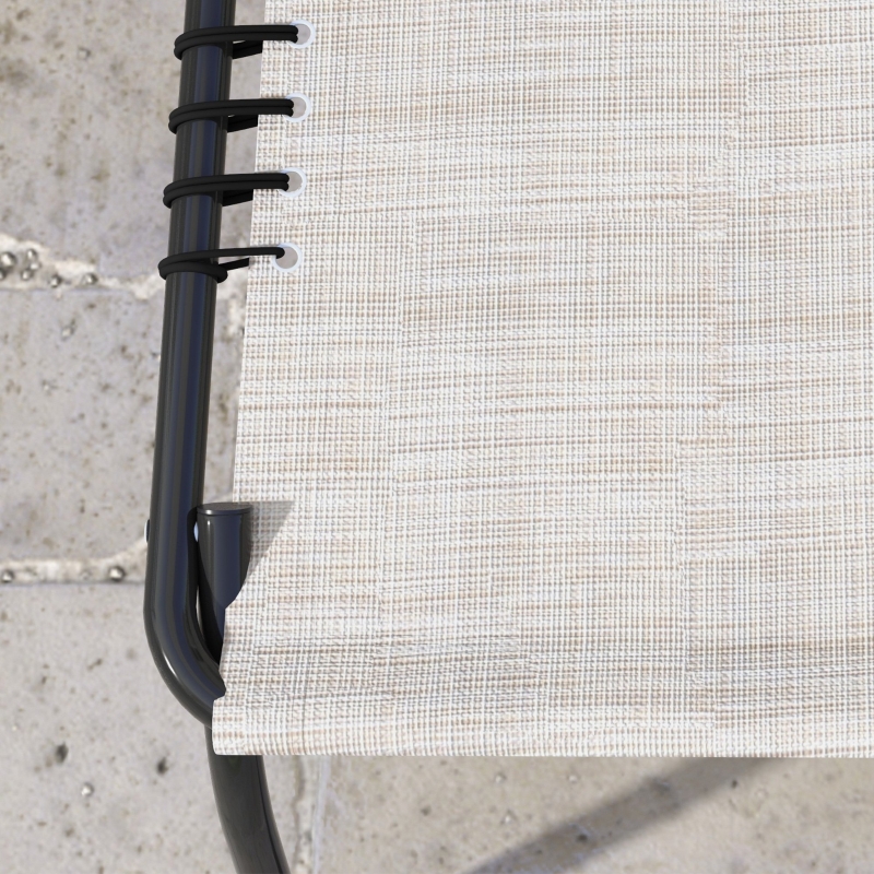 Best Set of Two Folding Sun Loungers, with Four-Position Backs - Cream - Image 9