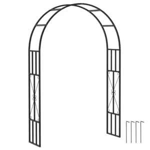 Best Steel Garden Arch, 2.2m High x 1.5m Wide Metal Garden Trellis for Climbing Plants Roses Wisteria Vines, Outdoor Wedding Arch for Bridal Party Ceremony Decoration, Black