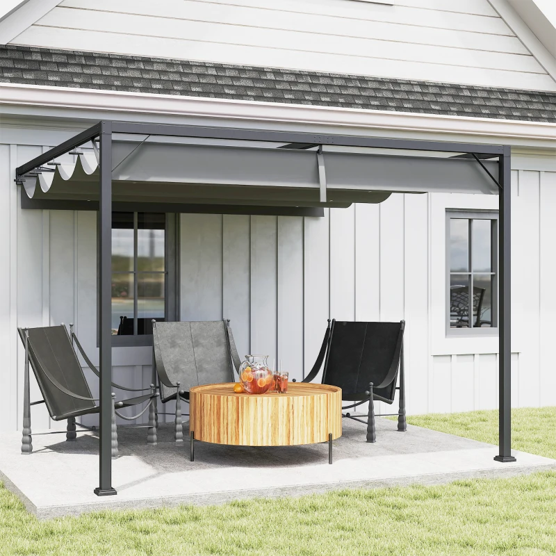 Best 3 x 3(m) Outdoor Pergola with Retractable Canopy - Grey - Image 2