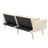 Sherpa Convertible Sofa Bed with 2 Side Pockets, Adjustable Backrest, Gold Legs, Elegant Loveseat for Bedroom, 176L x 64W x 75H cm, Beige - Image 16