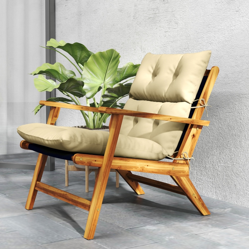 Best 115 x 56cm Rocking Chair Padded Seat Cushion - Beige - Image 9