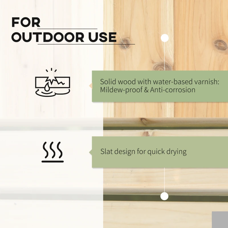 Best 37L Wooden Garden Planter & Bench Combination Garden Raised Bed Patio Park Natural 176 x 38 x 40 cm - Image 6