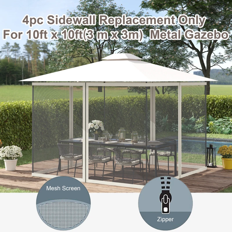 Best 302 x 207cm Universal Replacement Mesh Sidewall Netting for Gazebos and Canopy Tents, (Sidewall Only) White - Image 4