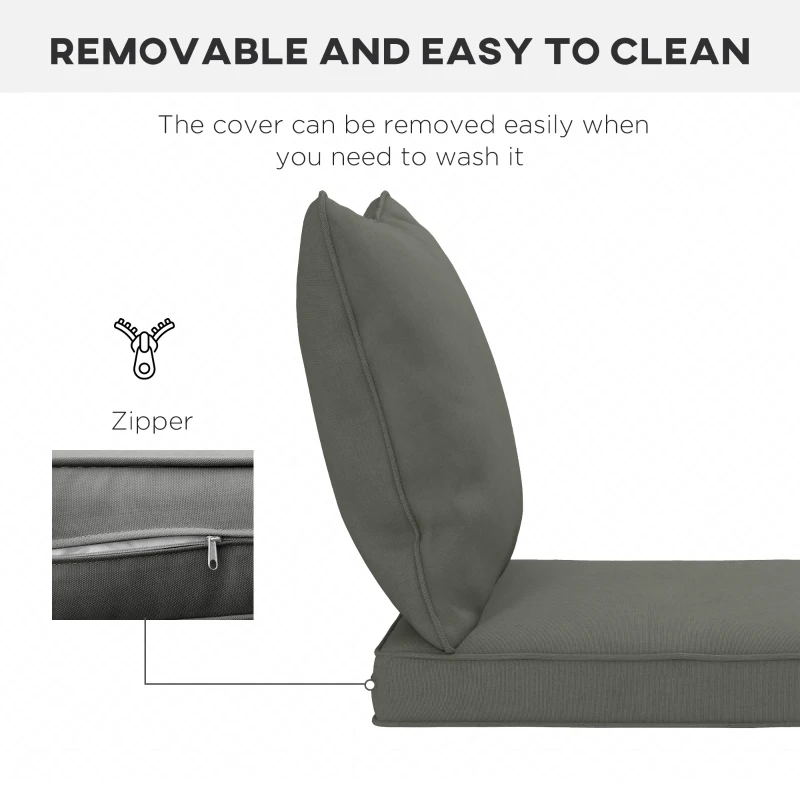 Best Seat and Back Padded Cushion Set - Charcoal Grey - Image 7