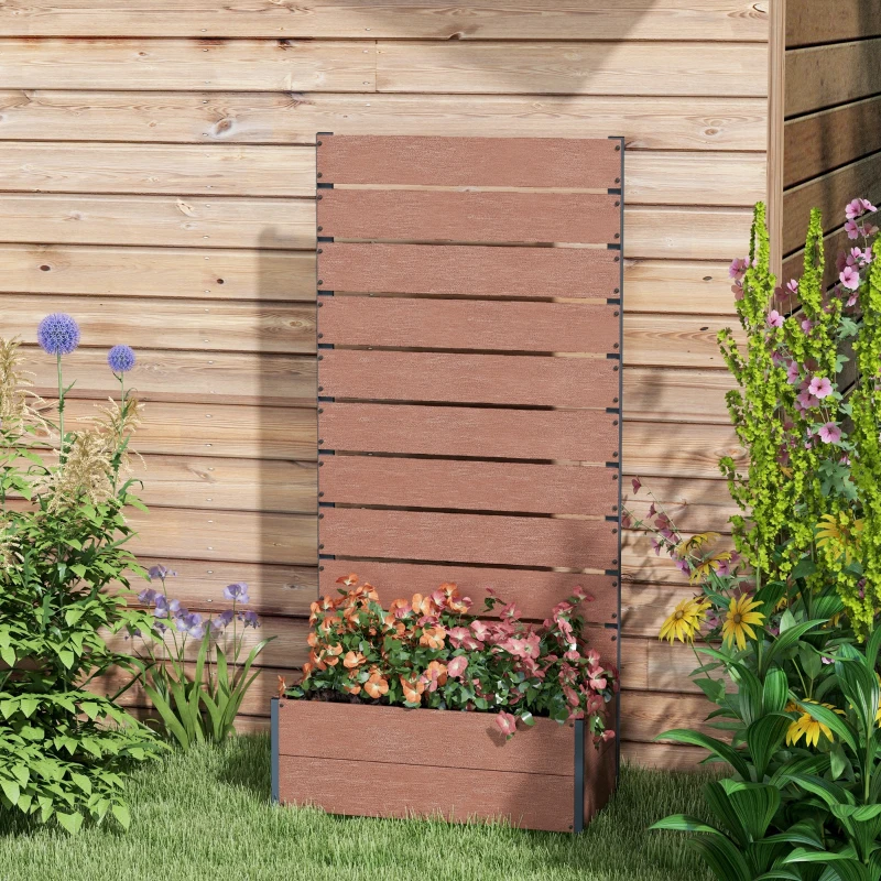 Best 34 x 69.5cm Garden Planter Box, with Back Trellis, Brown - Image 7