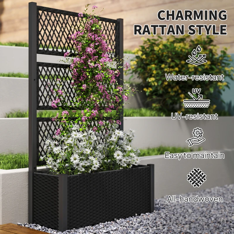 Best Garden Planter Box with Trellis, Liner for Climbing Plants, Vegetables, Flowers, 90 x 35 x 148 cm, Charcoal Grey - Image 7